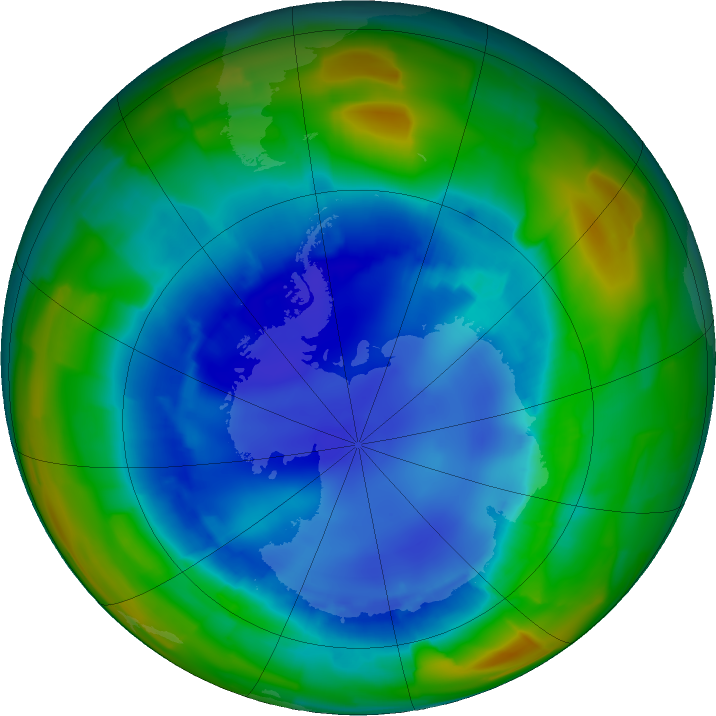 Antarctic ozone map for 20 August 2011